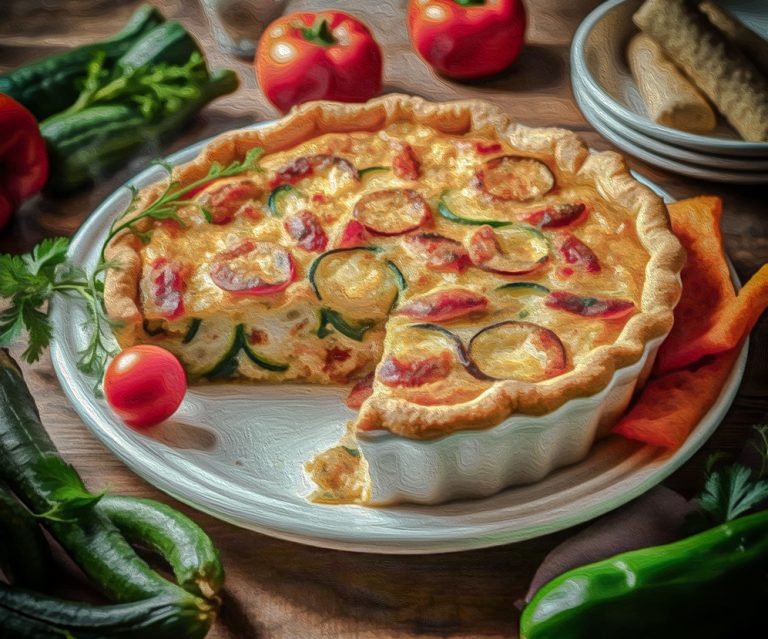 And Now, Zucchini With Pepper Pie Recipe Using Quiche Pastry.